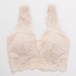 Aerie Eyelash Lace Plunge Bralette - Cheeky Peach